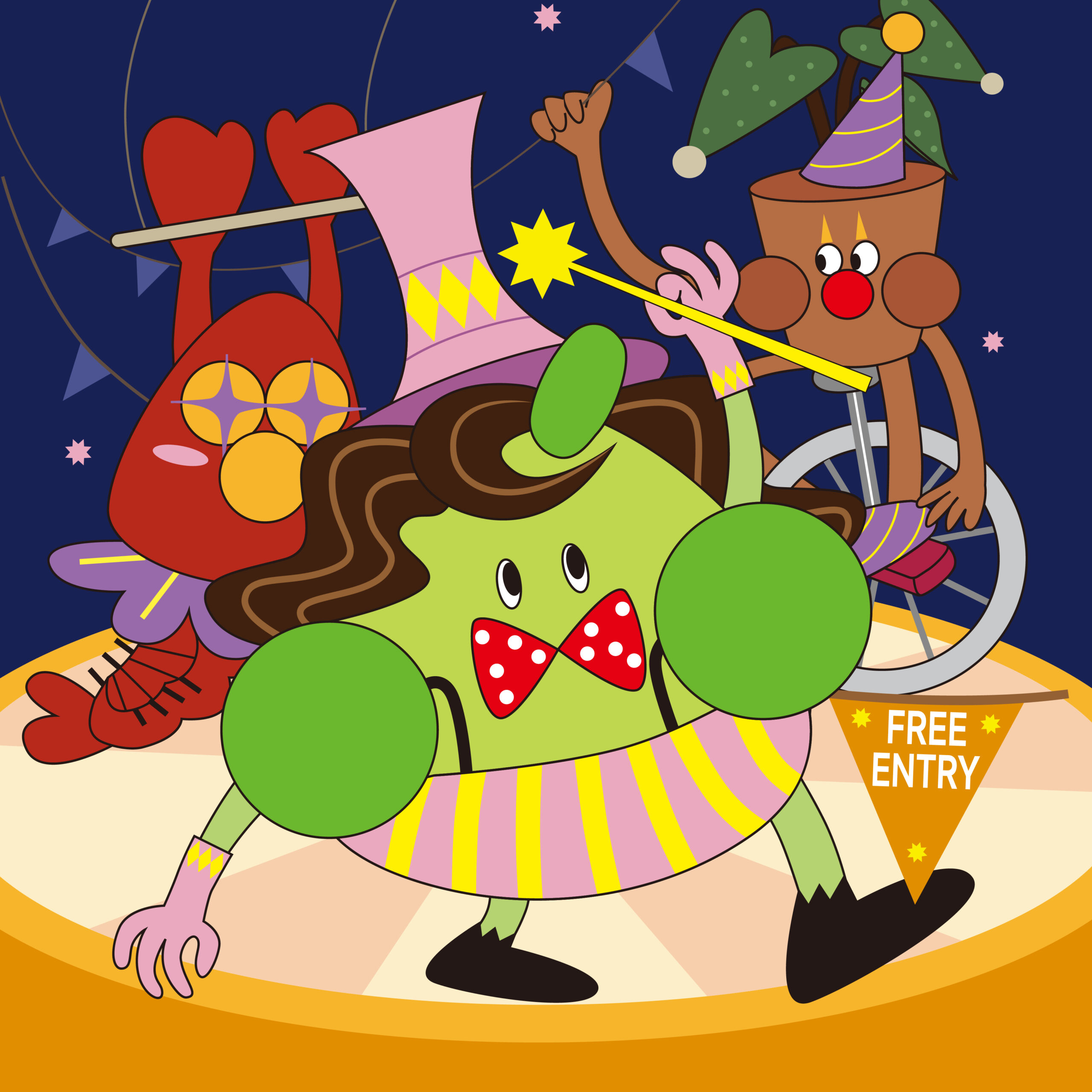 Surprise Carnival Market 2025 at The Well Toronto – colourful illustrated poster featuring vibrant characters promoting a summer market with 60+ local artists and handmade art vendors.