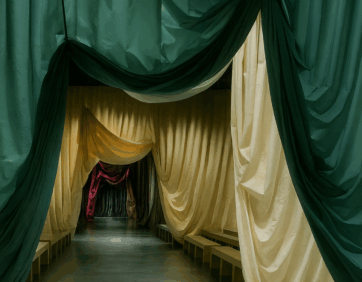 Entrance to Maziar Ghaderi’s holographic tunnel installation at The Creative’s Guide to Depth at The Well Toronto