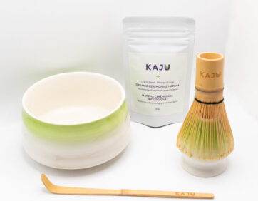 MUJI Community Market April Vendor KAJU Matcha. Ceremonial Matcha powder with whisk set.
